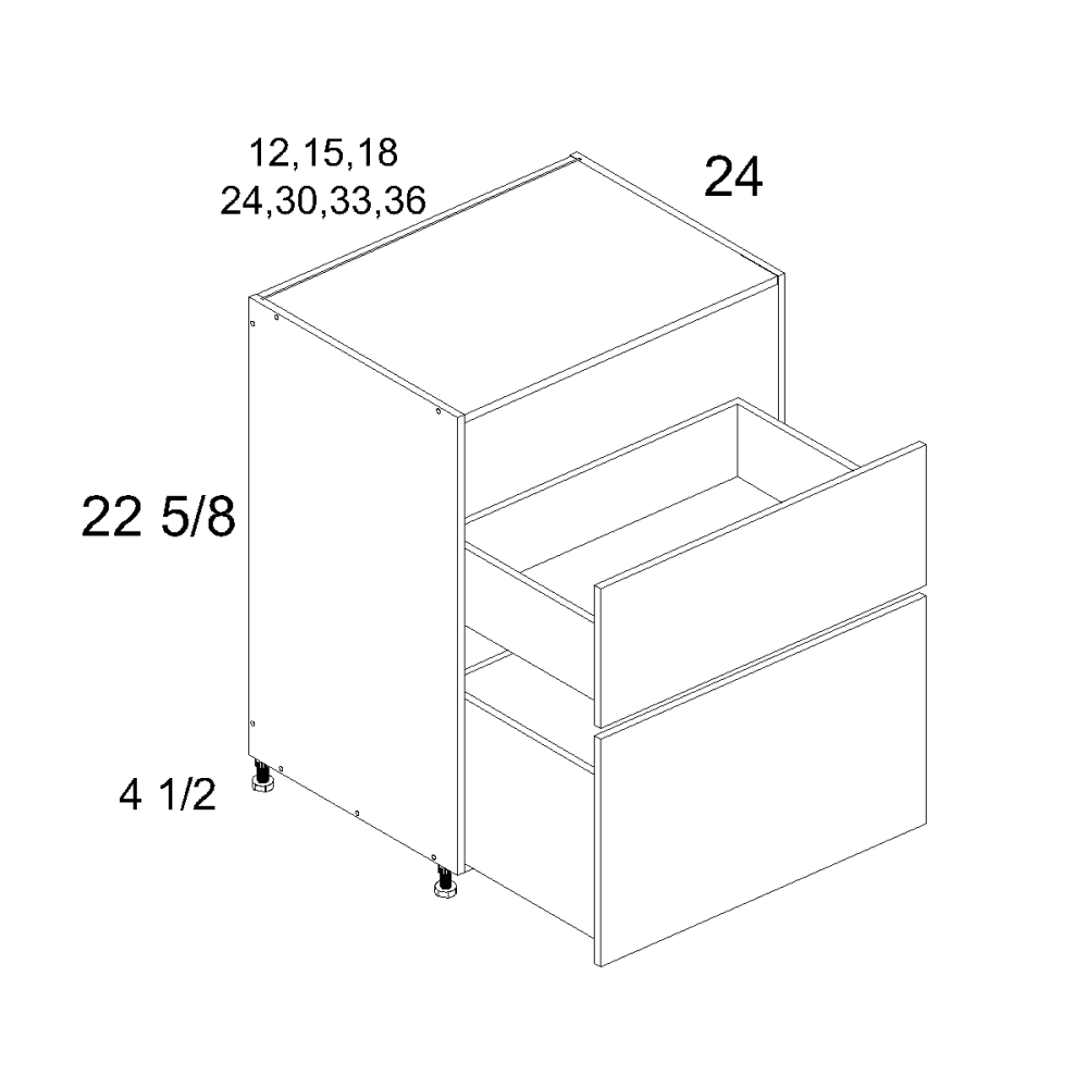 TDW-DDR2DB36 - Two Drawer Desk Base - 36 inch