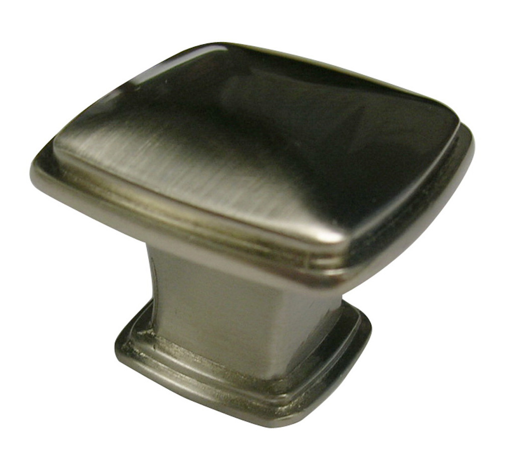 Knob - Transitional Square - 1" - Brushed Nickel