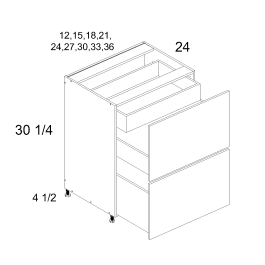 TDW-2DBID21 - Two Drawer Bases with Inner Drawer - 21 inch